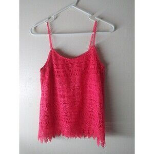 Maurice’s XS Crotchet Tank Top Hot Pink Floral Design